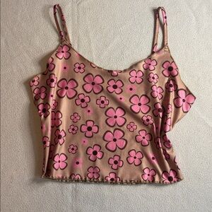SHEIN Pink and Tan Floral Tank Top